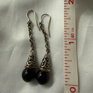 Elegant Black and Silver Dangle Earrings